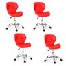 04 kit 4 cadeiras escritorio slim vegas base giratoria estofada