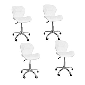 05 kit 4 cadeiras escritorio slim vegas base giratoria estofada