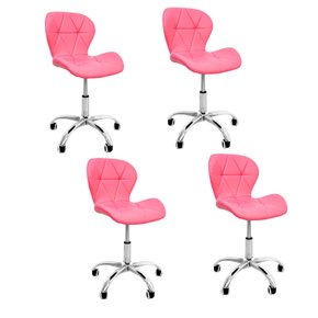 06 kit 4 cadeiras escritorio slim vegas base giratoria estofada