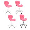 06 kit 4 cadeiras escritorio slim vegas base giratoria estofada