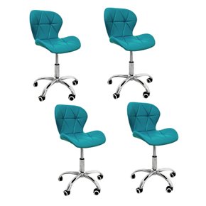 07 kit 4 cadeiras escritorio slim vegas base giratoria estofada