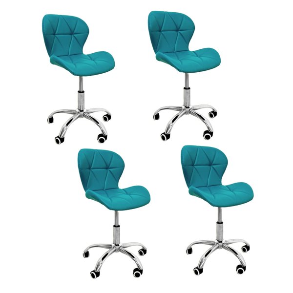 07 kit 4 cadeiras escritorio slim vegas base giratoria estofada