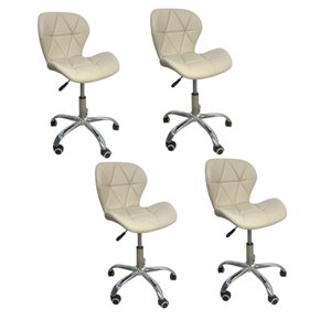 08 kit 4 cadeiras escritorio slim vegas base giratoria estofada