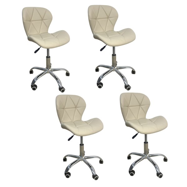 08 kit 4 cadeiras escritorio slim vegas base giratoria estofada