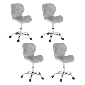 09 kit 4 cadeiras escritorio slim vegas base giratoria estofada
