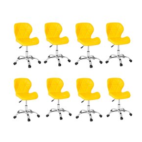 01 kit 8 cadeiras escritorio slim vegas base giratoria estofada