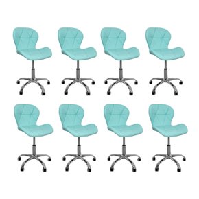 03 kit 8 cadeiras escritorio slim vegas base giratoria estofada