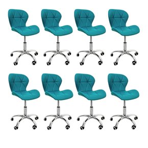 09 kit 8 cadeiras escritorio slim vegas base giratoria estofada