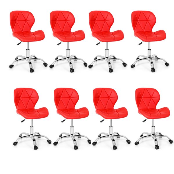 10 kit 8 cadeiras escritorio slim vegas base giratoria estofada