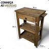 02 carrinho franca mesa de apoio rustico gaveta e 2 prateleiras