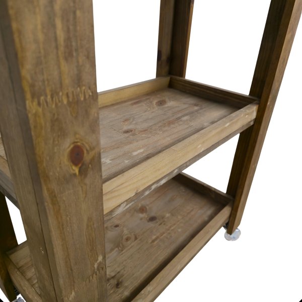 05 carrinho franca mesa de apoio rustico gaveta e 2 prateleiras