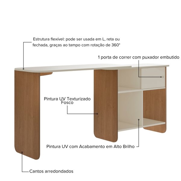 11 kit home office nomad 360 escrivaninha rotativa com cadeira vegas giratoria