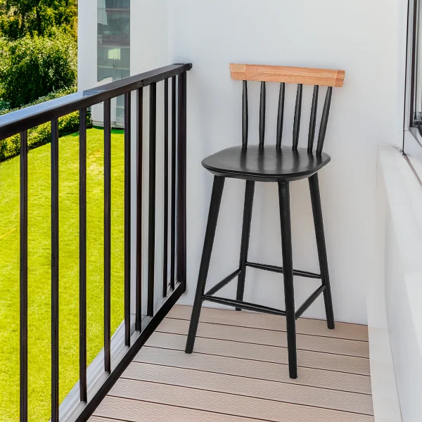 banqueta de madeira preta