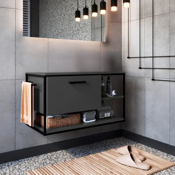 gabinete para banheiro preto