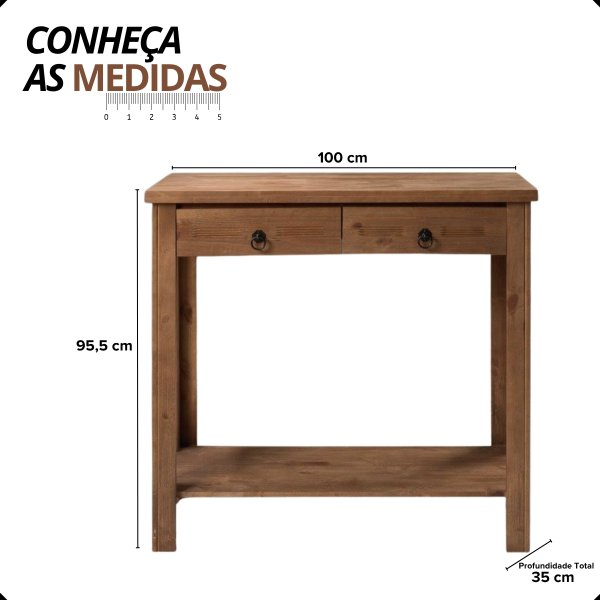 02 aparador mesa de apoio 2 gavetas rustico