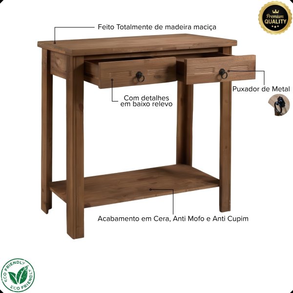 03 aparador mesa de apoio 2 gavetas rustico