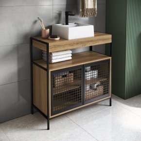 08 armario gabinete para banheiro grade industrial com cuba branca