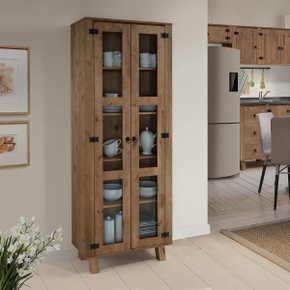 01 cristaleira 2 portas 4 prateleiras rustico 2 metros