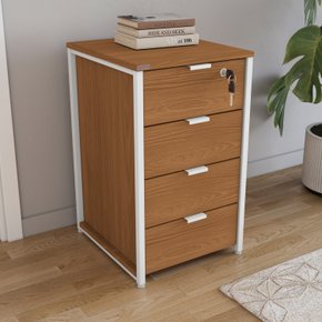 01 gaveteiro 4 gavetas mdp e aco com chave