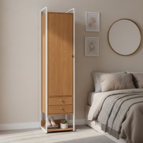 01 armario roupeiro slim 48cm cabideiro 2 gavetas 1 porta