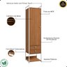 03 armario roupeiro slim 48cm cabideiro 2 gavetas 1 porta