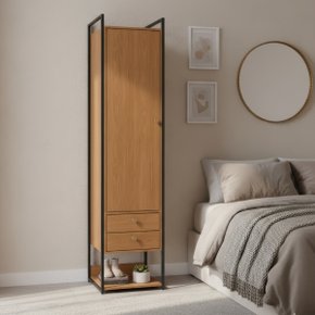 08 armario roupeiro slim 48cm cabideiro 2 gavetas 1 porta