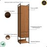 10 armario roupeiro slim 48cm cabideiro 2 gavetas 1 porta