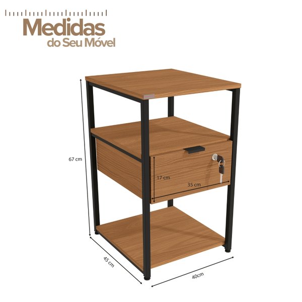 09 modulo auxiliar prateleiras e gaveta com chave mdp e aco