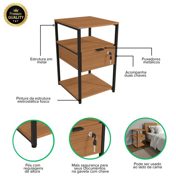 10 modulo auxiliar prateleiras e gaveta com chave mdp e aco