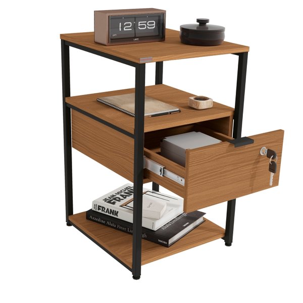 11 modulo auxiliar prateleiras e gaveta com chave mdp e aco