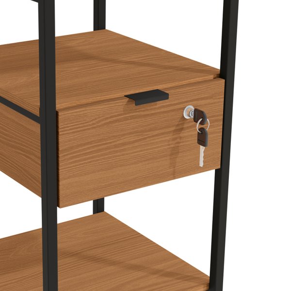 13 modulo auxiliar prateleiras e gaveta com chave mdp e aco