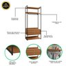 03 armario alto closet aberto 2 gavetas 4 prateleiras e cabideiro mdf e aco