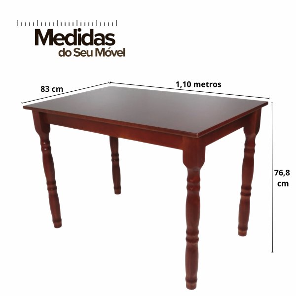 47 mesa de jantar 4 lugares retangular de madeira e mdf dalas