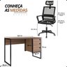 02 conjunto home office industrial escrivaninha com gaveteiro e cadeira executiva pro