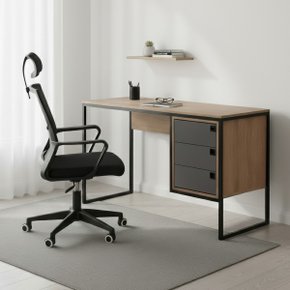 04 conjunto home office industrial escrivaninha com gaveteiro e cadeira executiva pro