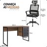05 conjunto home office industrial escrivaninha com gaveteiro e cadeira executiva pro