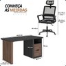 02 conjunto home office executivo mesa florence cadeira giratoria pro preto