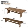 02 kit conjunto mesa rustica com 2 bancos franca 2m