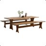 04 kit conjunto mesa rustica com 2 bancos franca 2m
