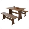 04 kit conjunto mesa rustica com 2 bancos franca 1 20m