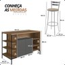 02 bancada gourmet ilha industrial mel grafite com 2 banquetas jade