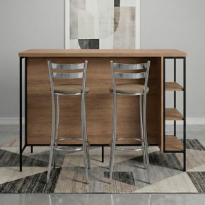 05 bancada gourmet ilha industrial mel grafite com 2 banquetas jade