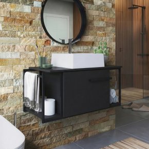 01 gabinete para banheiro suspenso industrial com cuba ametista branca