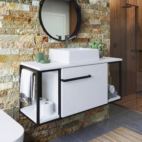 07 gabinete para banheiro suspenso industrial com cuba ametista branca