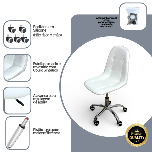 02 cadeira para escritorio estofada com base giratoria botone nude