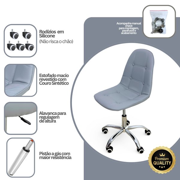 08 cadeira para escritorio estofada com base giratoria botone nude