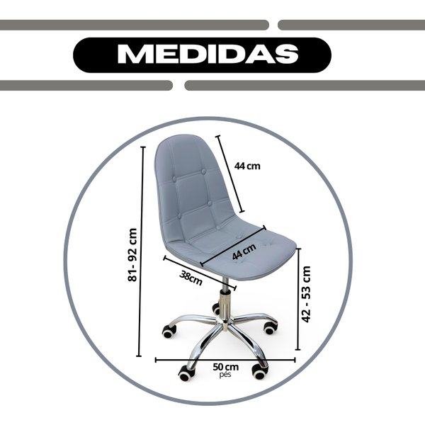 09 cadeira para escritorio estofada com base giratoria botone nude