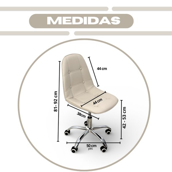 15 cadeira para escritorio estofada com base giratoria botone nude