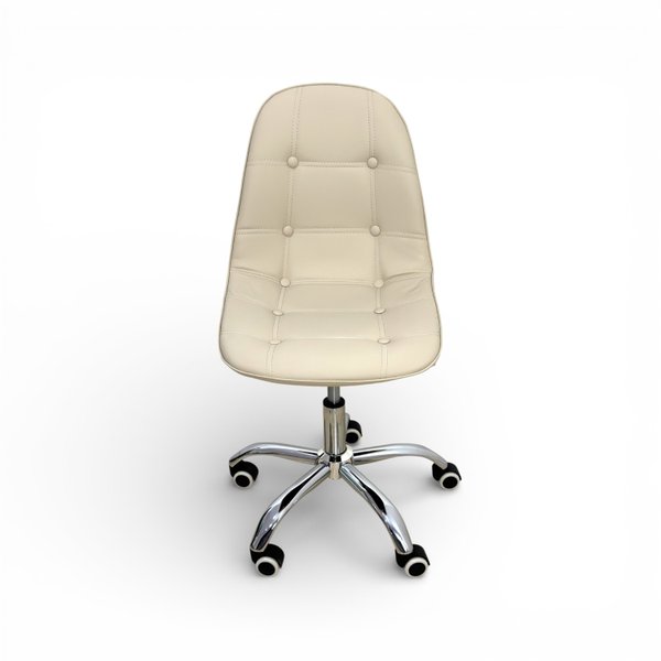 16 cadeira para escritorio estofada com base giratoria botone nude