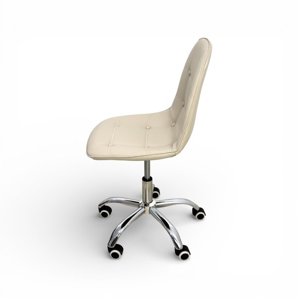 17 cadeira para escritorio estofada com base giratoria botone nude